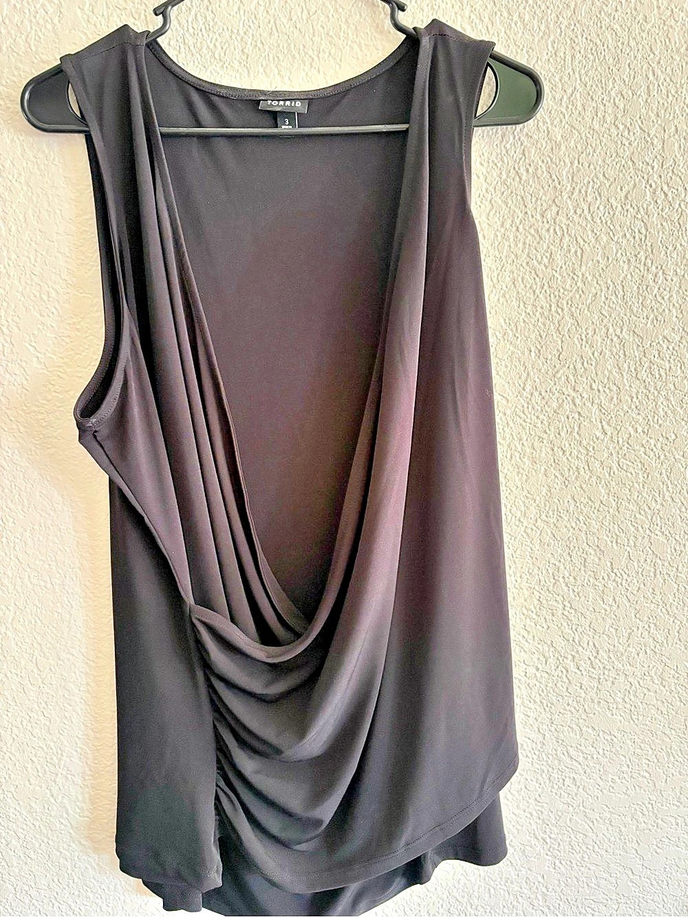 Torrid Studio Knit Cowl Neck Ruched Sleeveless Shirt Black Size 3
